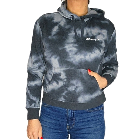 Champion Pullover Hooded Sweater Small Grey Tie-Dye - Picture 1 of 5